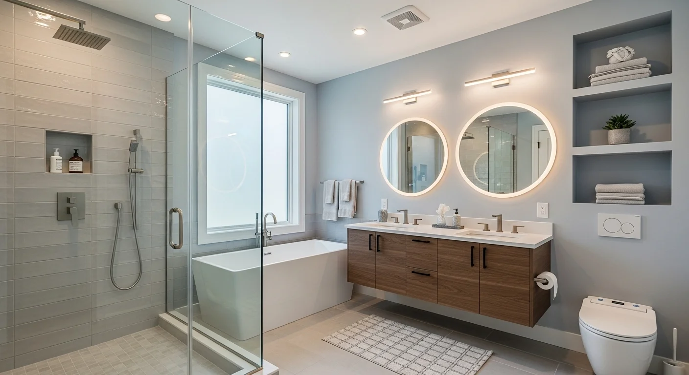 His and Hers Bathroom Remodel Vancouver WA - Dual Vanity Design